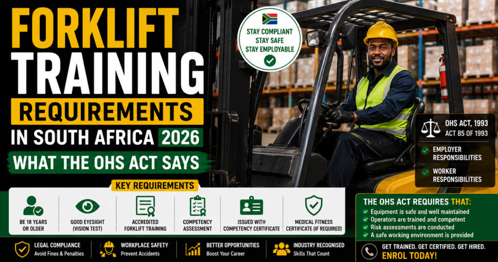 Forklift training requirements South Africa OHS Act United Training Centre Nelspruit